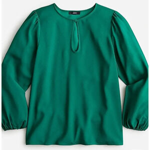 JCrew Puff-sleeve satin-back crepe top